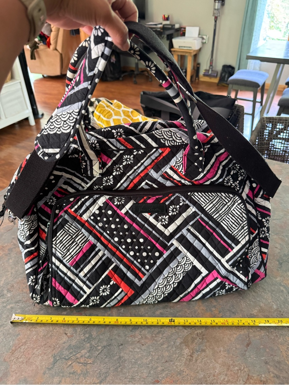 Vera Bradley Black White Pink Red Patterned Travel Bag